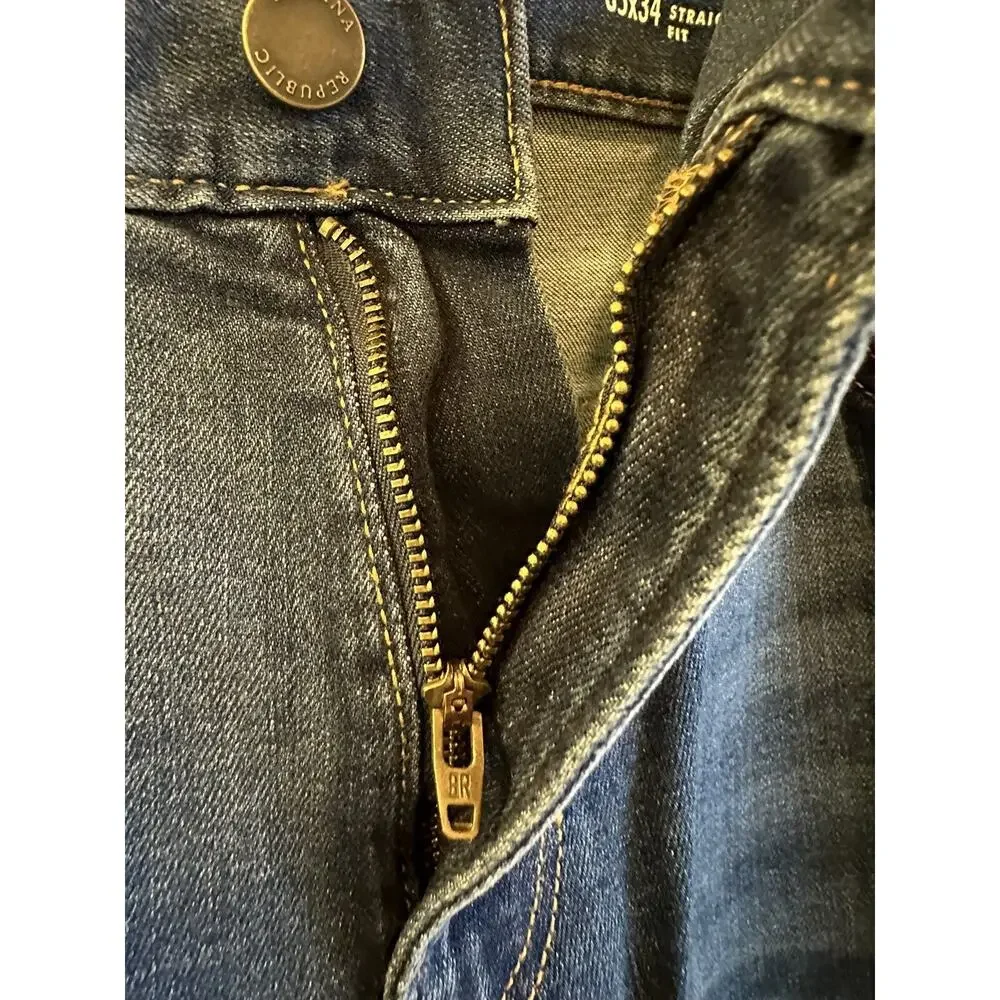 NWT Banana Republic Travel Mens 35x34 Blue Straight Fit Flex ￼Stretch Denim Jean
